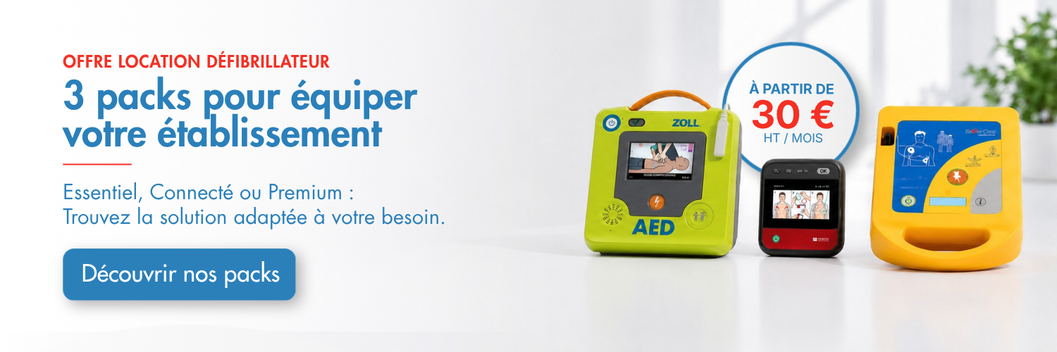 Offre location defibrillateur - 3 packs pour equiper votre etablissement